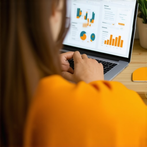 Person reviewing local SEO analytics with a laptop showing charts and graphs.