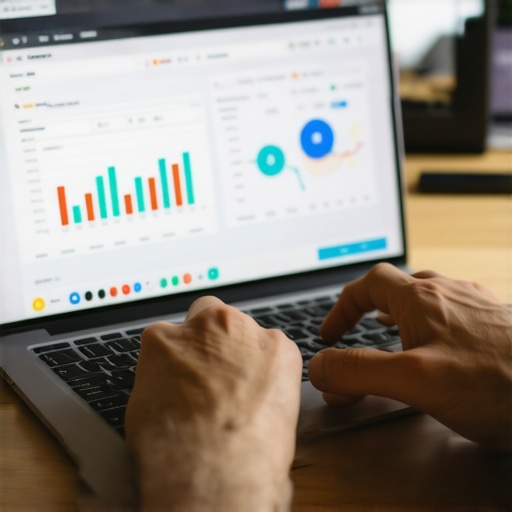 Person analyzing local SEO metrics on a laptop with charts and graphs