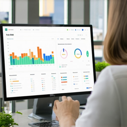 Person reviewing local SEO analytics with Garland skyline background