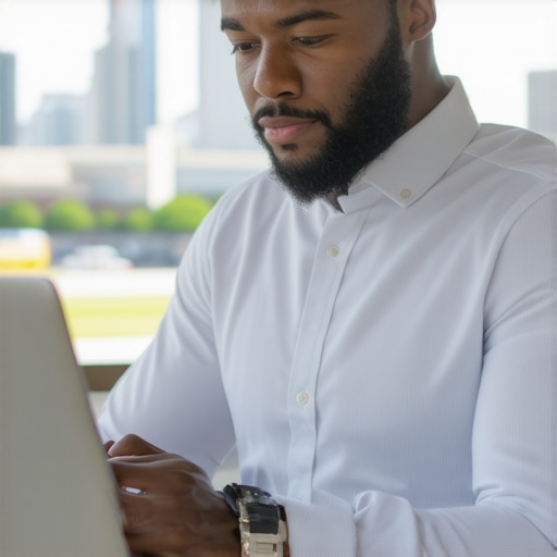 A business owner working on a laptop for local SEO in Garland