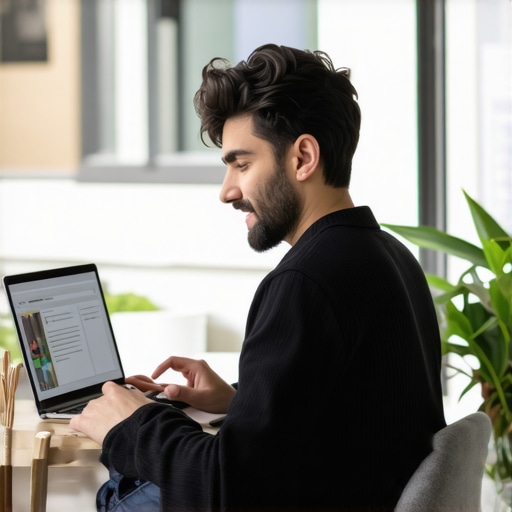 Business owner optimizing Google My Business profile to improve local search rankings