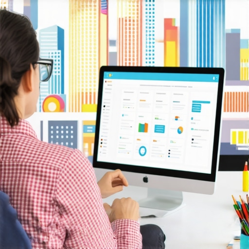 A person reviewing local SEO analytics with Garland cityscape in background.