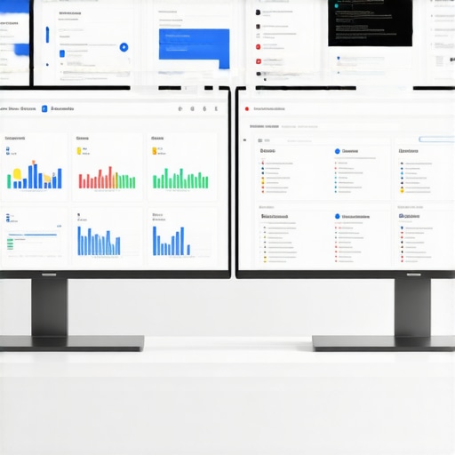 A workspace with screens displaying local SEO analytics and tools for Garland businesses.