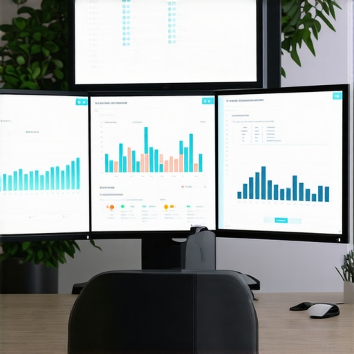 A professional workspace with SEO analytics tools open on a computer displaying local ranking and citation management.