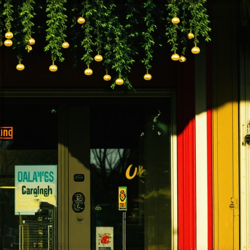 A lively Garland storefront decorated for a local community event.