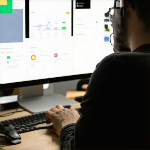 Optimizing Garland Local SEO with Advanced Tools A digital marketer uses various SEO software tools on multiple monitors to improve Garland local search rankings