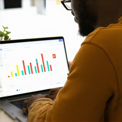 Business owner updating Google My Business profile on laptop