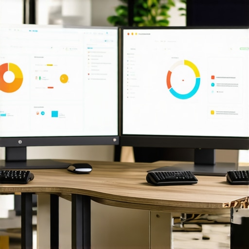 Dual monitor setup with SEO analytics dashboards for Garland local SEO management.