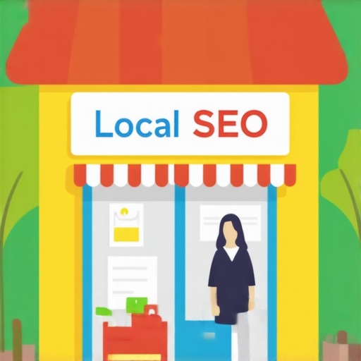 A storefront with an overlay of Google Maps showing local search ranking