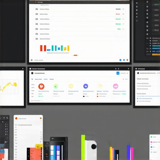 Local SEO tools dashboard on multiple monitors.