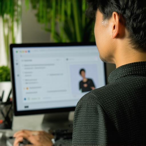 Shop owner optimizing Google Business Profile with computer