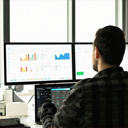 A person reviewing local SEO performance metrics for Garland business on multiple screens.