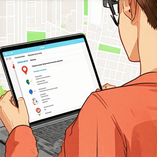 Business owner managing Google Business profile with Garland city map
